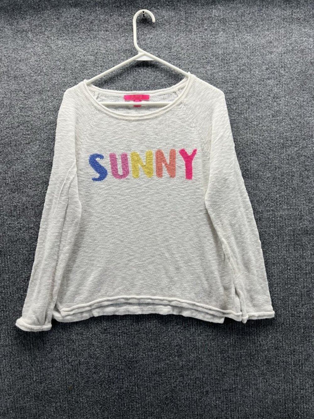 Lilly Pulitzer Sweater Womens Medium White Sunny Graphic Knit Pullover